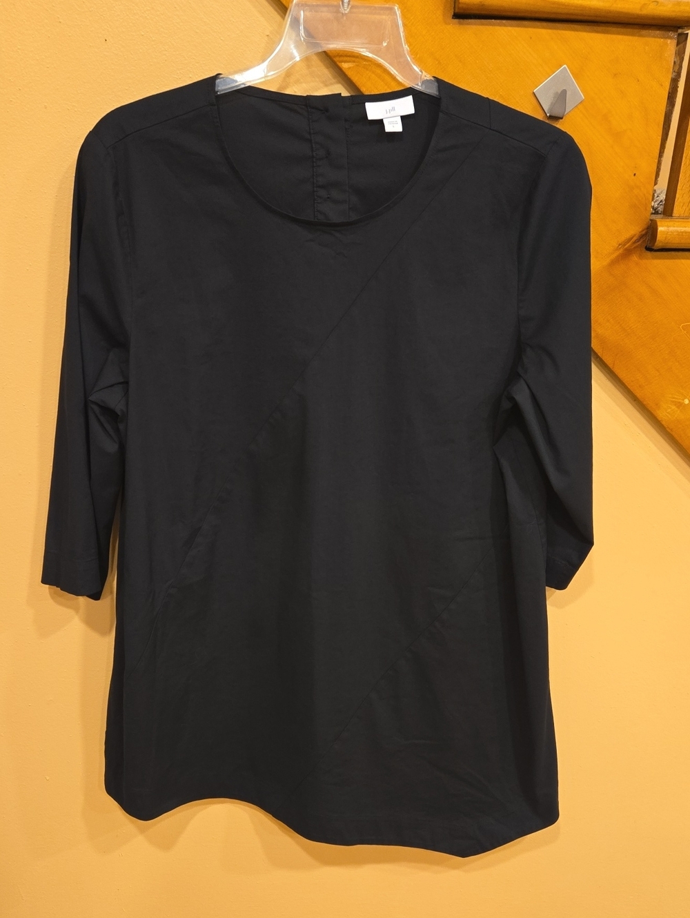 J. Jill Black Long Sleeve Crewneck Asymetrical Hem Dress